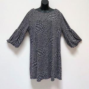 🔵 Women's Large Lapis Dress Geometric Trumpet Sleeve